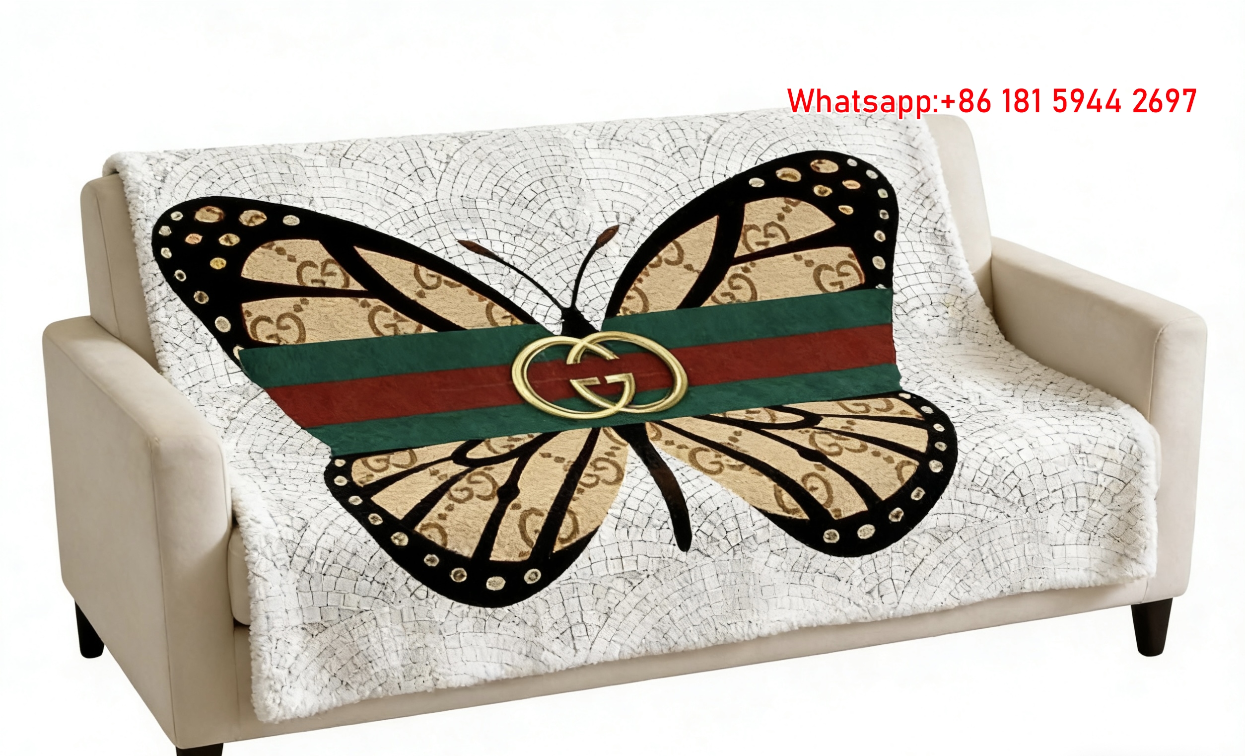 Gucci Mosaic Butterfly Throw Blankets IMG_2988
